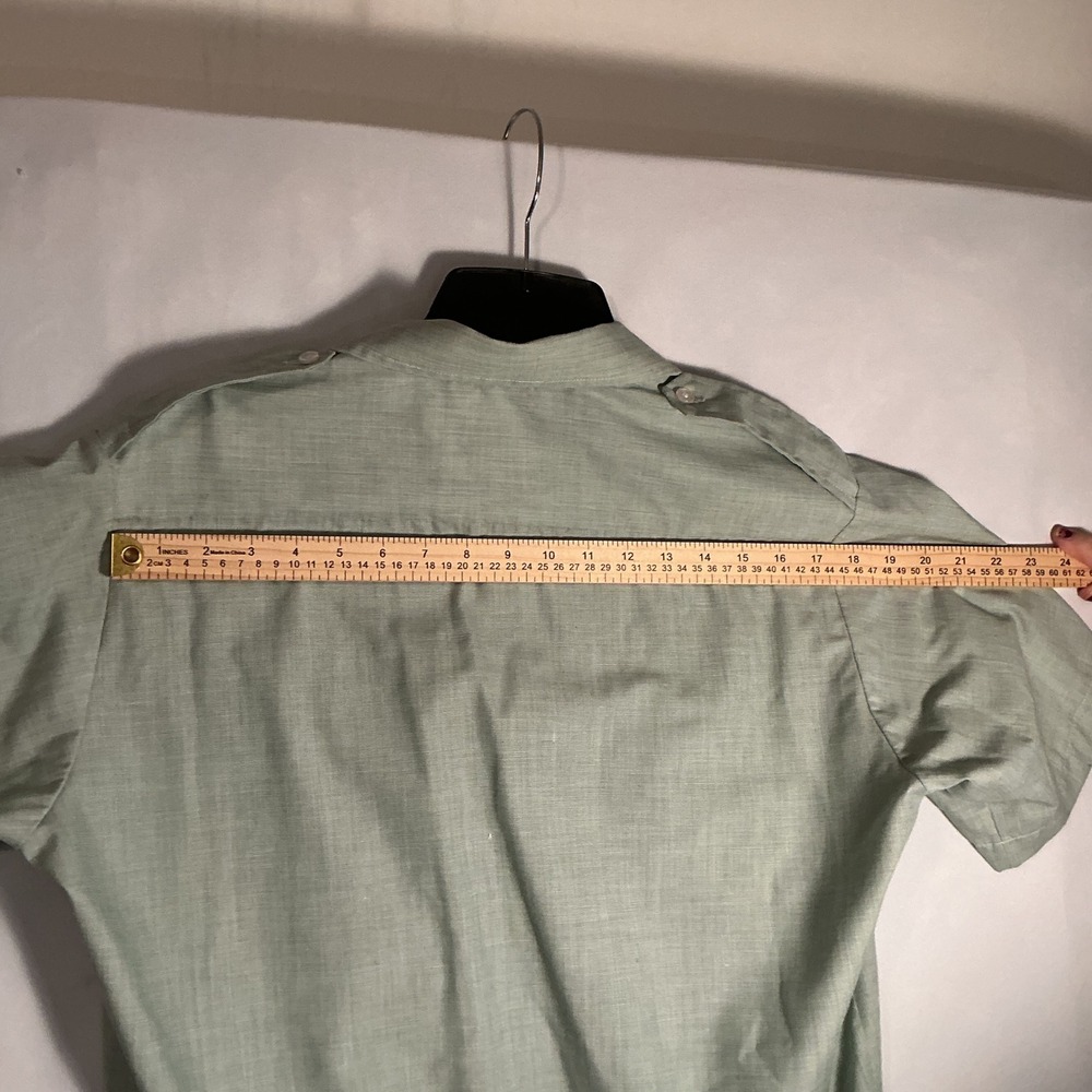 Creighton Vintage‎ Mens Sage Green Short Sleeve Utility Shirt  Made in USA - Picture 4 of 10